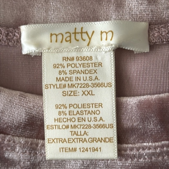 Matty M Long Sleeve Crushed Velvet Top with Banded Hem in Blush Women's Size XL - Picture 5 of 5